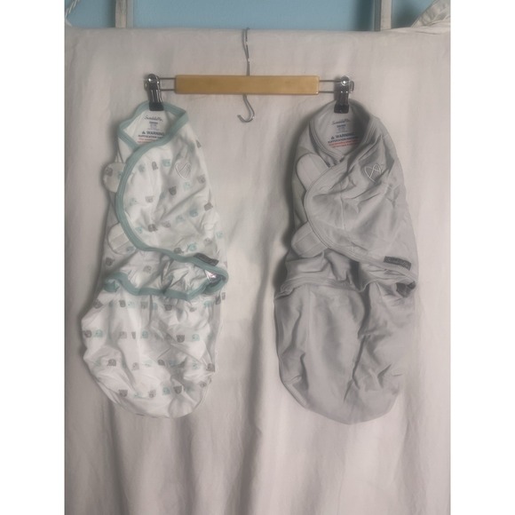 Swaddle me boys 100% cotton elephant grey print size Sm/md 7 to 14 Lbs  set 2 - Picture 1 of 11